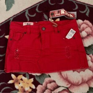 Vintage  y2k Vibrant Red Mini Skirt